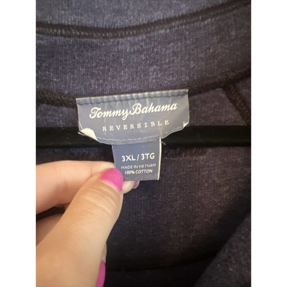 Tommy Bahama Reversible Sweater Men's 1/4 zip Size 3XL Light Blue/dark Blue - Picture 4 of 5